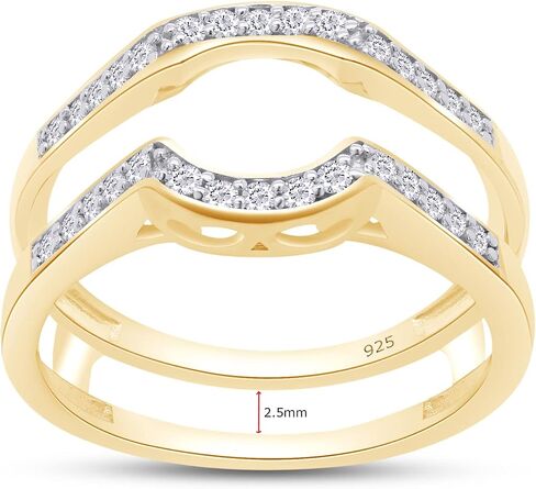 SAVEARTH DIAMONDS 1/4 ct t.w Round Cut Lab Created Moissanite Diamond Wedding Band Enhancer Guard Ring For Women In 14K Gold Over Sterling Silver(VVS1 Clarity 0.25 Cttw) in Saudi Arabia