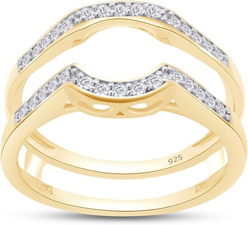 SAVEARTH DIAMONDS 1/4 ct t.w Round Cut Lab Created Moissanite Diamond Wedding Band Enhancer Guard Ring For Women In 14K Gold Over Sterling Silver(VVS1 Clarity 0.25 Cttw) in Saudi Arabia