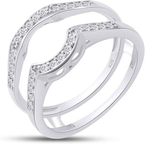 SAVEARTH DIAMONDS 1/4 ct t.w Round Cut Lab Created Moissanite Diamond Wedding Band Enhancer Guard Ring For Women In 14K Gold Over Sterling Silver(VVS1 Clarity 0.25 Cttw) in Saudi Arabia