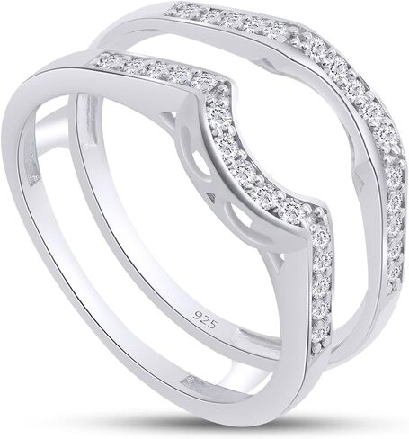 SAVEARTH DIAMONDS 1/4 ct t.w Round Cut Lab Created Moissanite Diamond Wedding Band Enhancer Guard Ring For Women In 14K Gold Over Sterling Silver(VVS1 Clarity 0.25 Cttw) in Saudi Arabia