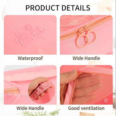 7pcs تعبئة مكعبات لحقائب الحقائب ، حقائب منظم أمتعة السفر ، حقائب منظم حقيبة حقيبة للاحتفال على أساسيات السفر للأمتعة ، الوردي in Kuwait