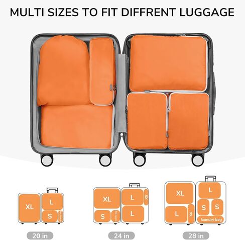CherryNow Compression Packing Cubes, 7 Set Packing Cubes for Carry On, Travel Essentials for Men, Luggage Organizer Bags, Deep Blue in Saudi Arabia