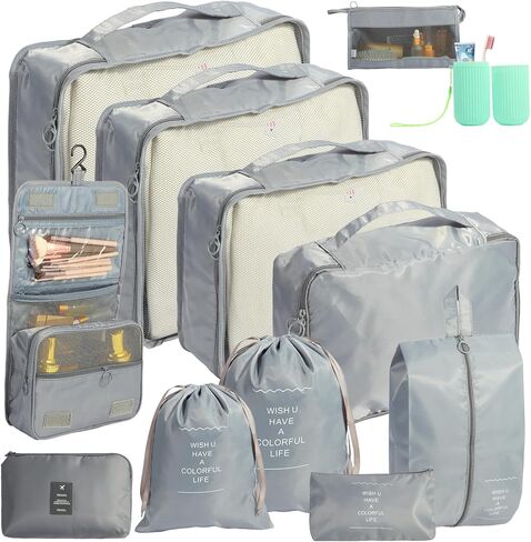 7PCS Packing Cubes for Suitcases, Travel Luggage Organizer Bags, Suitcase Organizer Bags Set for Carry on Luggage Travel Essentials, Pink in Saudi Arabia