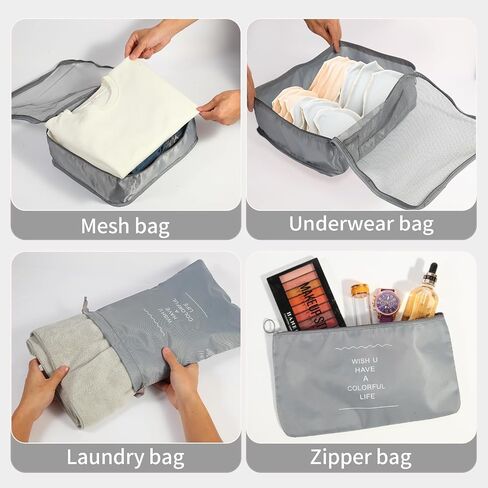 7PCS Packing Cubes for Suitcases, Travel Luggage Organizer Bags, Suitcase Organizer Bags Set for Carry on Luggage Travel Essentials, Pink in Saudi Arabia