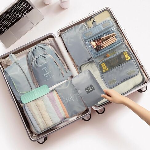 7PCS Packing Cubes for Suitcases, Travel Luggage Organizer Bags, Suitcase Organizer Bags Set for Carry on Luggage Travel Essentials, Pink in Saudi Arabia