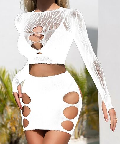 Lingerie Sets for Women Sexy Nightwear Fishnet Tights Mini Dress Chemise in Saudi Arabia