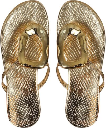 GORGLITTER Women's Metallic Thong Flat Sandals Dressy Square Open Toe Summer Flip Flops in Saudi Arabia