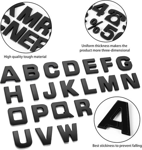 LAMOUTOR 43PCS Emblem Emblem Letters DIY 3D Chrome رقم رمز شارة شارة （أسود） in Kuwait