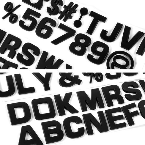LAMOUTOR 43PCS Emblem Emblem Letters DIY 3D Chrome رقم رمز شارة شارة （أسود） in Kuwait