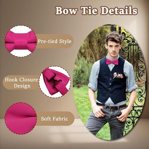 Bow Ties for Men, Adjustable Black Bow Tie, Pre-tied Bowtie Solid Color Bowties Men for Wedding Buisness Celebration in Saudi Arabia