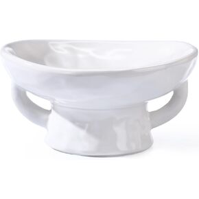 Ceramic Decorative Bowl 8.27x4.13 Inch Pedestal Decorative Rustic Farmhouse Fruit Bowl for Home Decor Coffee Table Counter Top Centerpieces Living Room (Black)