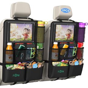 Back Seat Car Organizer,Kick Mats Back Seat Protector with 12 Storage Pockets with 11'' Touch Screen Tablet Holder,Car Organizers and Storage for kids,Travel Accessories,2 Pack