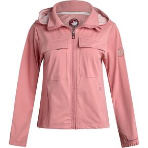 سترة Canada Weather Gear Women's Softshell - معطف هوديي كامل بسحاب مع جيوب وسلك بونجي قابل للتعديل (الأحجام: S -2XL)