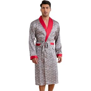 Men's Satin Long Robe, Silk Kimono Bathrobe, Lightweight And Soft Nightgown, Silk Pajamas