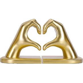 Bookends Gold Hight Duty للأرفف - نهايات الكتب الزخرفية لتصميم القلب ، سدادة كتاب الراتنج غير المنحدر