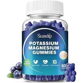 Potassium Magnesium Supplement Gummies High Absorption Potassium Citrate Magnesium Citrate, Support Leg Cramps for Men and Women 60 Gummies