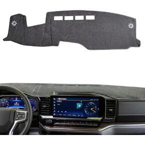 غلاف لوحة القيادة البارز لعام 2022-2024 2025 تشيفي شيفروليه سيلفرادو/GMC Sierra 1500 ، غطاء DASH لعام 2024 2025 Silverado Sierra 2500HD 3500HD ، رمادي