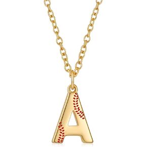 قلادة أولية للكرة اللينة للنساء الفتيات ، الذهب A-Z Lettern Netlace Softball Baseball Mom Homeed Jewelry Gifts