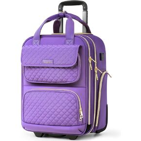 Underseat Carry On Luggage with Wheels, Airline Approved Personal Item Bag, 17-Inch Multi-functional Rolling Bag, Lightweight Overnight Suitcase for Women, Bussiness, Travel, Black