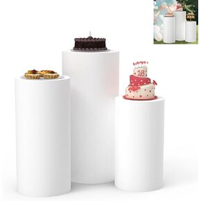 Set of 3 Cylinder Pedestal Covers, Multicolor Cylinder Stands Cover for Party Cylinder Covers for Birthday Wedding Parties Dessert Tables Decor