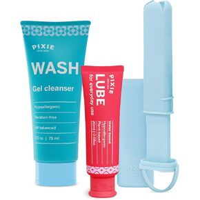 Pixie Menstrual Disc Applicator, Feminine Wash (2.5oz) & All-Natural Lube (20mL) Bundle - Inserts Like A Tampon - Every Woman Can Now Use Period Discs - Perfect For Long Nails - NOT For Menstrual Cups