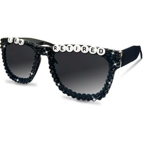 Retirement Party Decorations Retirement Sunglasses Retirement Gifts for Men Black Rhinestone Sunglasses for Men Retirement Decorations