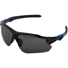 Sleek Wrap-Around Sports Sunglasses, Shatterproof Lenses, Black