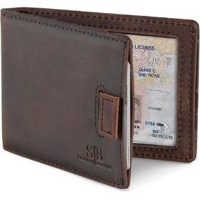 SERMAN BRANDS RFID Blocking Slim Money Clip Wallet – Leather Bifold Front Pocket Minimalist Mens Wallet with Money Clip for Men, Small Credit Card Holder Wallet - Travel Wallet with Gift Box in Kuwait