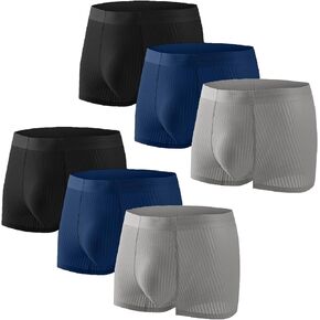 Mens Trunks Underwear Soft Breathable Moisture-Wicking Trunks Mesh Soft Support Pouch Underwear for Men 6 Pack