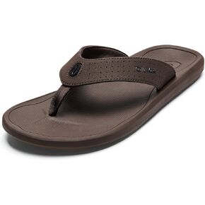 OLUKAI Ki'i Men's Beach Sandals, Quick-Dry Flip-Flop Slides, Water Resistant & Lightweight, Compression Molded Footbed & Ultra-Soft Comfort Fit