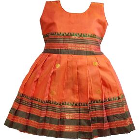 Girl's Traditional Ethnic Wear NarayanPeth Butti Design Sleeveless Frock