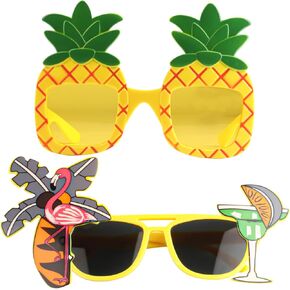 2 Pcs Luau Party Glasses, Hawaiian Party Decorations Sunglasses, Funny Hawaiian Glasses for Summer Tropical Beach Party Decoration Supplies Sunglasses, Fancy Dress Props Eyewear