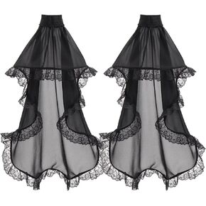 PROCOS Women Gothic Tulle Sleeves Mesh Cuffs Chiffon Victorian Detachable Sleeve Lace Arm Band Stage Pageant Gloves