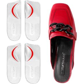 3/4 Plantar Fasciitis Relief insoles – Arch Support Inserts Women for Flat Feet, Self-Adhesive Shoe Insoles for High & Low Arches, Non-Slip Cushion Pads for Flats 2 Pairs (Clear Large, Low Arch)