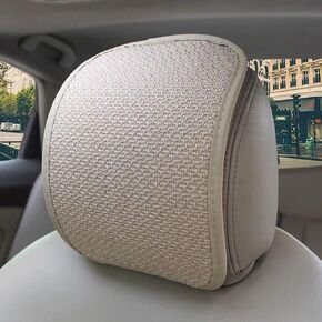 2Pack Car Seat Headrest Cover Breathable Flexible Elastic Auto Head Rest Covers Universal Fit to All Car Truck SUV Interior Auto Accessories, cream-colored