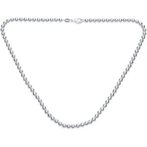 Bling Jewelry Traditional Dainty .925 Sterling Silver Round Bead Station 3,4,6MM Ball Necklace For Women Teens Or Gold Plated Polished 16, 18,20 Inch
