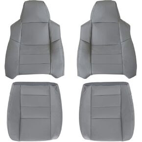 NLQR Driver and Passenger Side Bottom & Top Back Replacement Seat Covers Microfiber Leather Tan Compatible with Ford F250 F350 F450 F550 Lariat 2002 2003 2004 2005 2006 2007