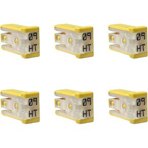 6 PCS Mini Slotted Automotive Box Shaped Cartridge Fuse Kit, 20A 32V Micro Cartridge Fuse Assortment, Low-Profile Slotted Fuses Replacement for Cars Pickup Trucks SUVs (20A)
