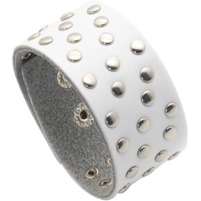 VJOSA Punk Rock Vintage Alloy Round Rivets Studded Pu Leather Cuff Bracelet