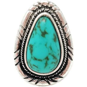 Western Teardrop Concho Adjustable Cuff Ring Turquoise Navajo