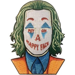 Put On A Happy Face Clown Face Green Hair Movie Parody - Iron on Embroidered Patch Applique
