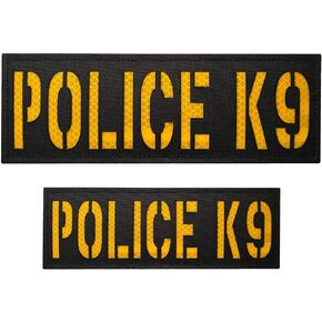 2 حزمة عاكسة للشرطة K9 تصحيح اللوحة العاكسة للشرطة K9 تصحيح مع الخطاف والحلقة واحدة صغيرة وواحدة كبيرة (الشرطة K9 (Black-W))