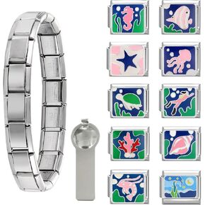 papasgix Italian Charm Bracelet Charms Set Charms Brascelets 9mm Assorted Italian Charms Bracelet Links Handmade DIY Jewelry Submarine World