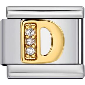 9MM Diamond Golden Letter Charm for Italian Charm Bracelet,DIY Italian Module Chain for Women