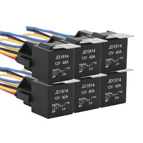 2 Pack JD1914 Car Relay, 12V 40A, SPDT 5Pin, 40A Automotive Relay, Automotive Switches and Starters, with Interlocking Relay Socket and Wiring Harness (2)