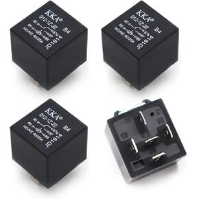 4 PCS Car Relay, 5 Pin 12V Starting Relay, Universal for Cars Trucks (Black)