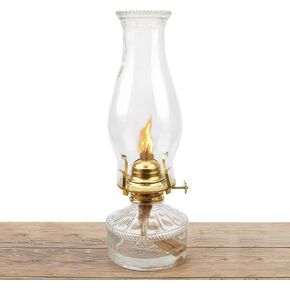 SWATOM Oil Lamp for Indoor Use Vintage Glass Oil lamp Hurricane Clear Kerosene Oil Lantern for Living Room Bedroom