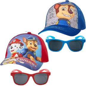 Nickelodeon Boys' Paw Patrol Baseball Cap - 2 Pack Chase, Marshall, Rubble Curved Brim Strap Back Hat (2T-7) With Sunglasses