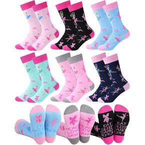 6 Pairs Dancer Socks for Dances Women Girls Novelty Ballerina Socks Funny Ballet Teacher Gifts for World Dance Day