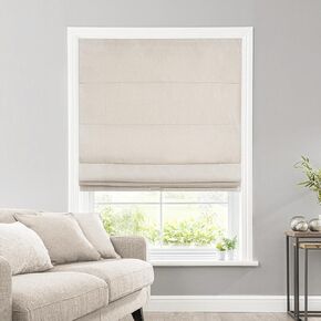SHECUTE Roman Shades for Windows Cordless, Fabric Roman Window Shades for Bedroom, Living Room and Home, Room Darkening Light Filtering Roman Blinds for Windows and French Doors (Linen, 23"W x 64"L)